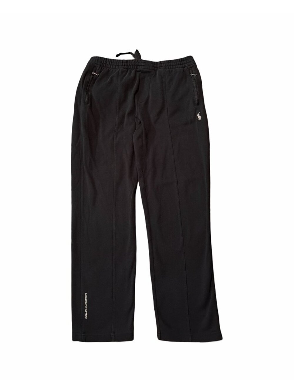 Polo Ralph Lauren Mens Knit Wide Leg Track Pants Black Sweatpants M 32x28 Pony